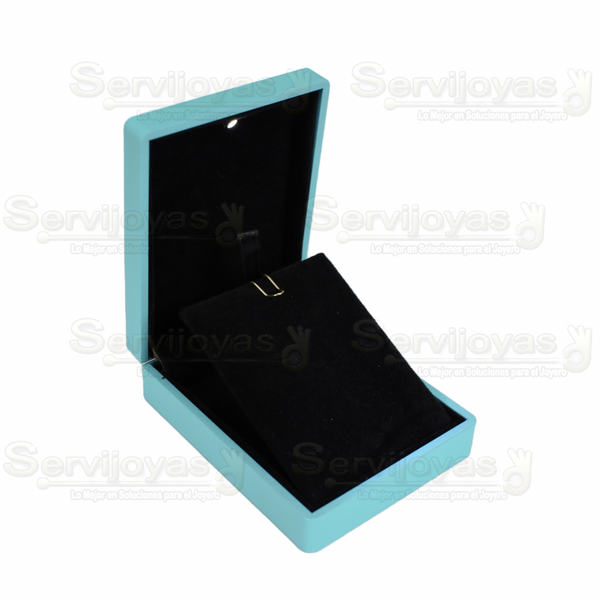 Estuche Con Luz Led Para Cadena Con Dije Aqua Medidas: 7x9x3cm 3544.AQ