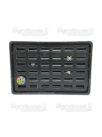 Exhibidor Nacional Vinipiel Negro Base 36 Anillos Medidas: 18x27x3cm 202N