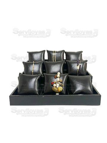 Exhibidor Nacional Vinipiel Negro Escalera 9 Almohadas 241N
