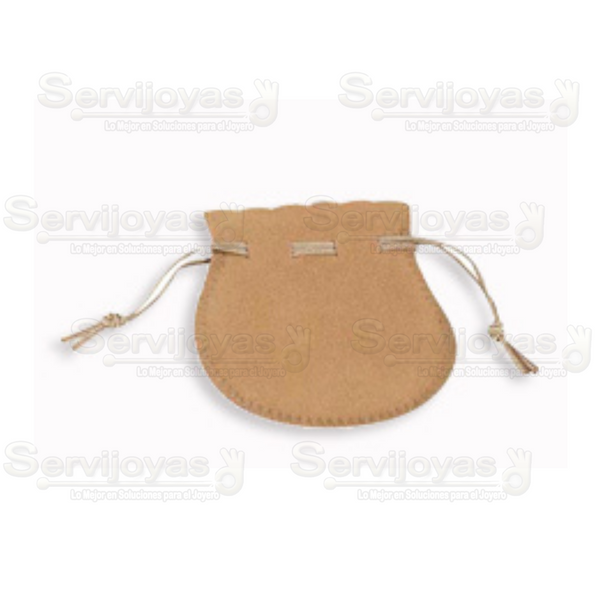 Bolsa de Velour Chica Ovalada Beige Medidas: 8x7cm 2430.BG