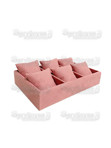 Exhibidor Velour Rosa Charola con 6 Almohadas para Relojes o Pulseras Medidas: 26x17x6 262VR