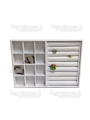 Exhibidor Nacional Vinipiel Blanco Charola Mixta Medidas: 32x23x3.5cm 264B