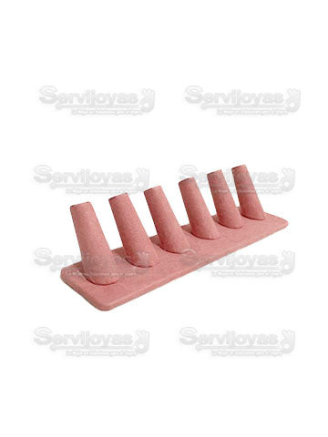 Exhibidor Velour Rosa 6 Dedos para Anillos Medidas: 23x5x6cm 266VR