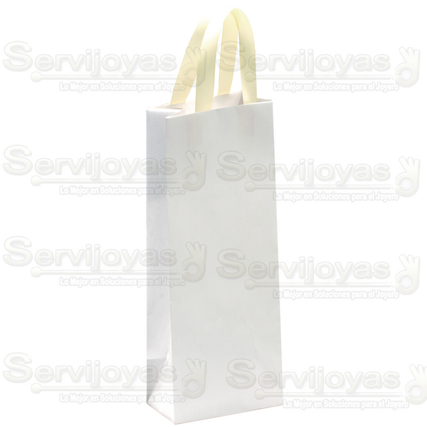 Bolsa De Papel Mate Alargada Con Liston Blanco Medidas: 9x5x23cm 2813.WH