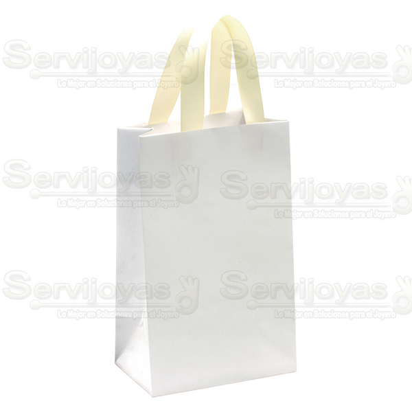 Bolsa De Papel Mate Extra Grande Con Listón Blanco Medidas: 21x13x33.5cm 2815.WH