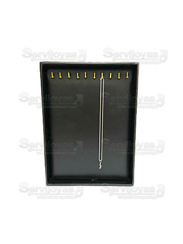 Exhibidor Nacional Vinipiel Negro Charola 10 Cadenas Medidas: 22x29x3cm 303N