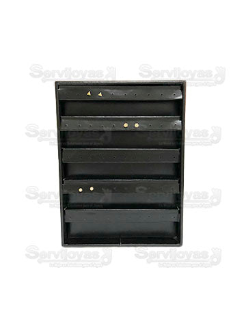 Exhibidor Nacional Vinipiel Negro Charola Aretes Medidas: 22x29x3cm 305N