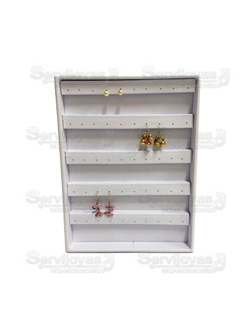 Exhibidor Nacional Vinipiel Blanco Charola Aretes Medidas: 22x29x3cm 305B