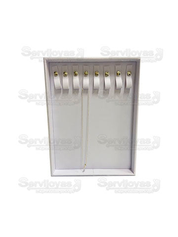 Exhibidor Nacional Vinipiel Blanco Charola 8 Broches Medidas: 22x29x3cm 308B