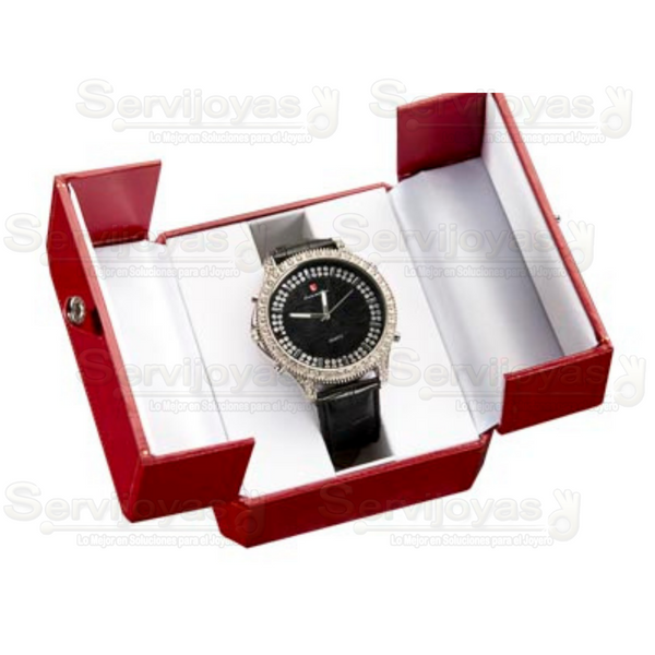 Estuche Carte Rojo para Reloj Dos Puertas Medidas: 8.5x10.2x6cm 3821.RD