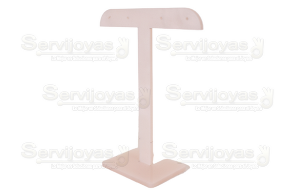 Exhibidor Acrílico Mármol Rosa "T" para 2 Pares de Aretes Medidas: 9x3.9x11.2cm 5317.MP
