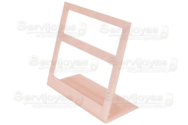 Exhibidor Acrílico Mármol Rosa 2 Niveles para Aretes Medidas: 14x6.7x13.5cm 5320.MP