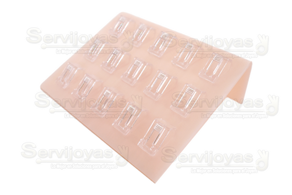 Exhibidor Acrílico Mármol Rosa Base para 15 Anillos Medidas: 16.5x13x5cm 5334.MP