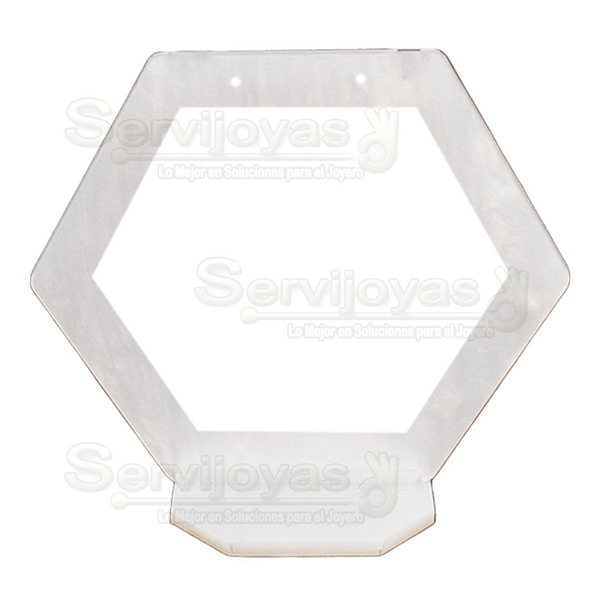 Exhibidor Acrílico Mármol Gris Hexagonal para Aretes Medidas: 9x4x8.3cm 5444.MG