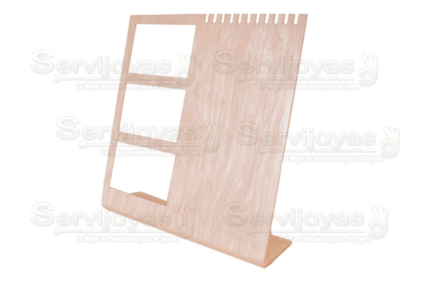 Exhibidor Acrílico Mármol Rosa Duo para Cadena y Arete Largo Medidas: 22x0.4x23.5cm 5445.MP