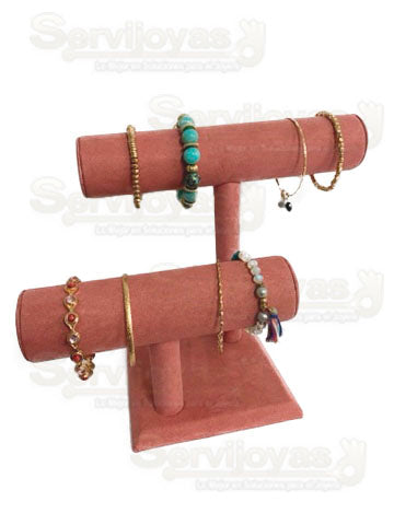 Exhibidor Velour Rosa Baston Doble Medidas: 14x14x30cm 211VR