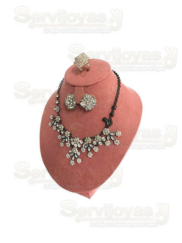 Exhibidor Velour Rosa Cuello Intermedio Aretes y Anillo Medidas: 14x19x24cm 216VR