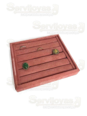 Exhibidor Velour Rosa Charola para Anillos Medidas: 19x16x3cm 253VR